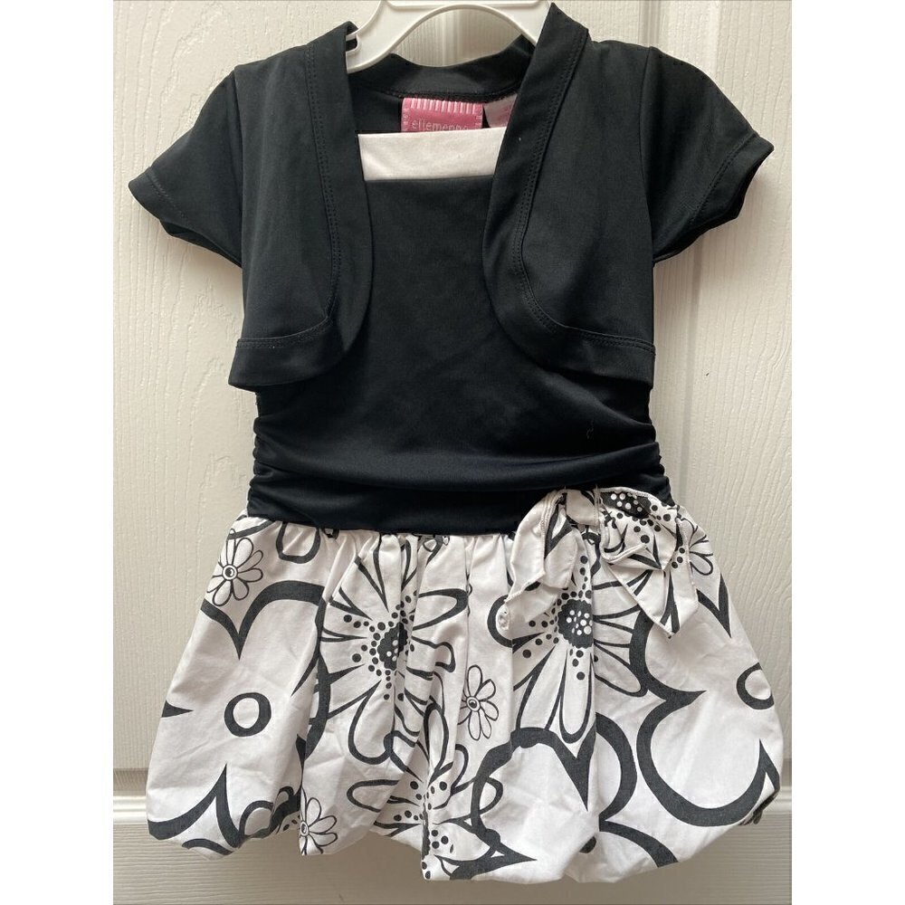 h  ELLEMENNO black floral bubble hem dress 2T